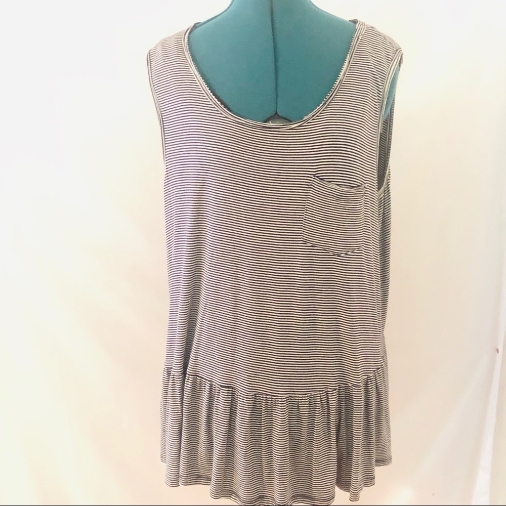 Anthropologie Eri + Ali Navy Striped Tank Size XL